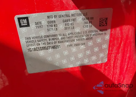 2018 Chevrolet Cruze Ls from USA, damaged, VIN 1G1BC5SM9J7148291